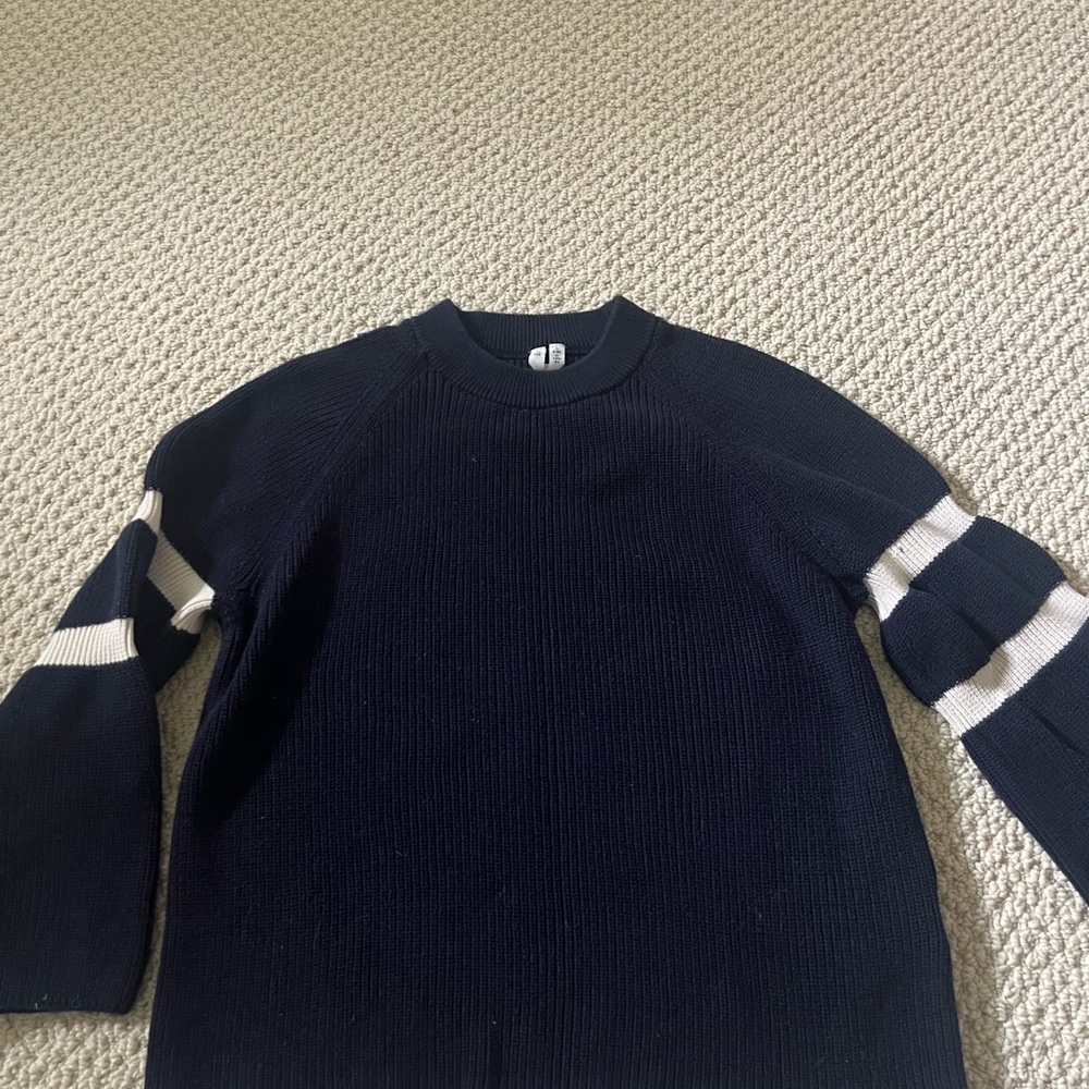 Arket Kids Navy Sweater with White Stripes